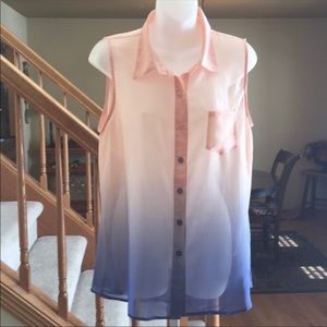 Peach to blue ombré top